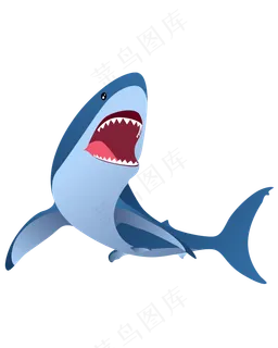矢量手绘卡通鲨鱼,免抠元素