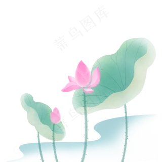 荷花荷叶水墨免扣