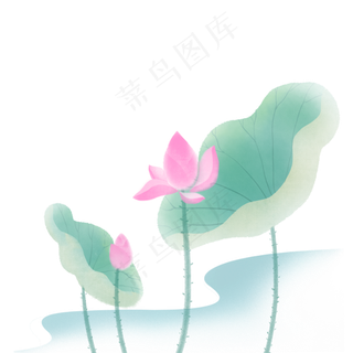 荷花荷叶水墨免扣