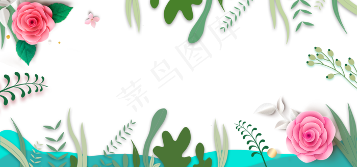 夏天海洋海岛植物花朵边框,免抠元素