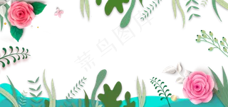 夏天海洋海岛植物花朵边框,免抠元素