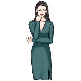 三八妇女节穿绿裙子的美女,免抠元素 三八妇女节穿绿裙子的美女,免抠元素