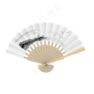 古风水墨山水扇子