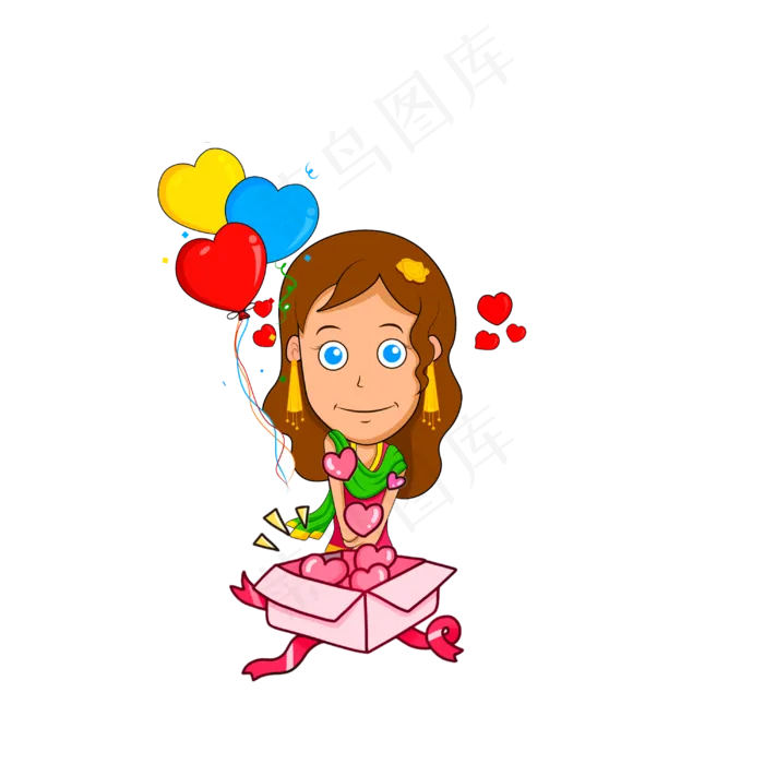 618节日女孩买东西漫画(3000X3000(DPI:300))psd模版下载