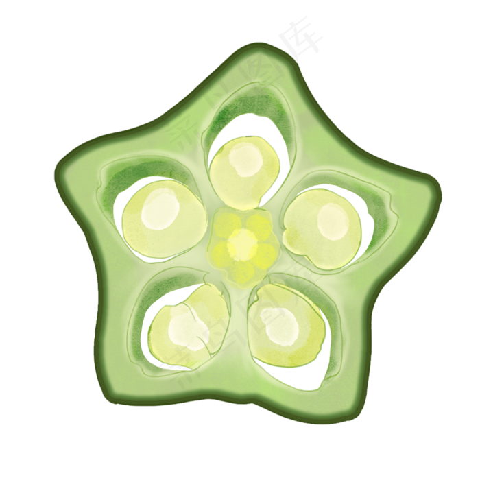 一片绿色小清新水彩手绘秋葵