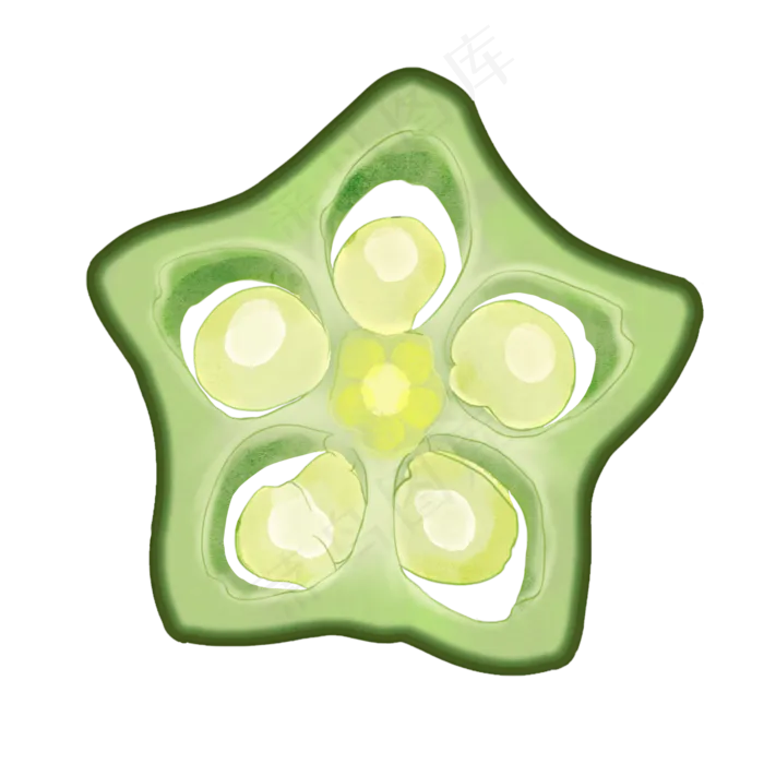 一片绿色小清新水彩手绘秋葵(2500*2500px 300 dpi )psd模版下载