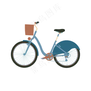 简约扁平卡通中小学生开学自行车,免抠元素