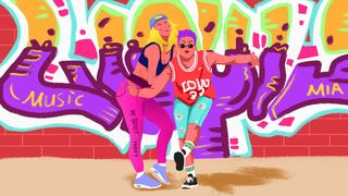 嘻哈情侣的街头摆拍