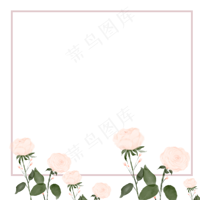 古风边框水墨花朵