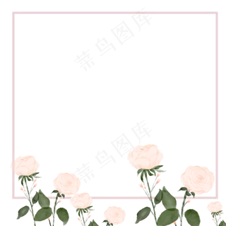 古风边框水墨花朵