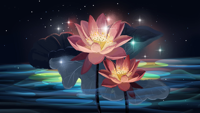 夏日风景手绘背景