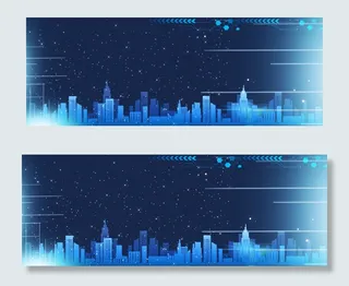 城市建筑科技粒子banner