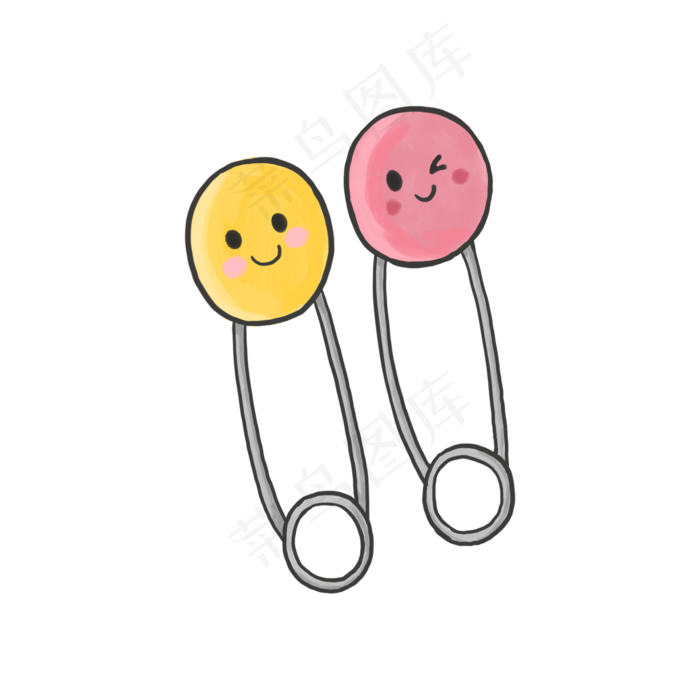 卡通水彩风笑脸宝宝别针胸针素材