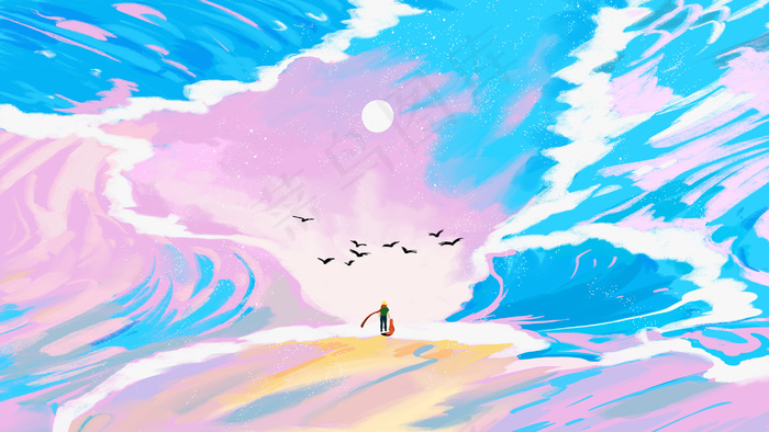 治愈系大海星空情感(2880X1620(DPI:300))psd模版下载