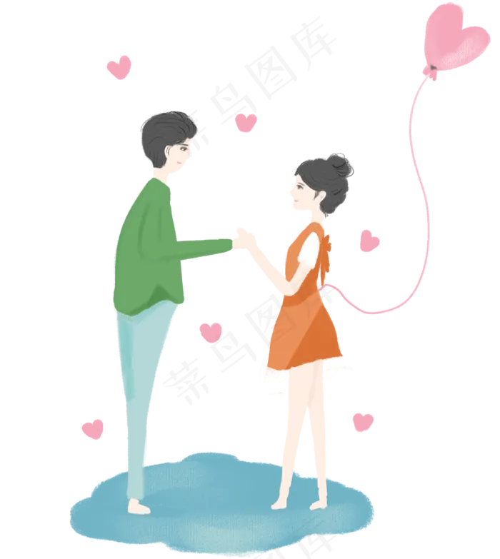 七夕情人节手绘情侣免抠图(2362X2642(DPI:300))psd模版下载