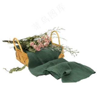 竹编篮筐棉布干花