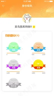 简约app个人中心勋章等级UI页面