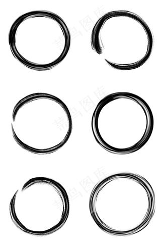 中国古风水墨圆形毛笔边框