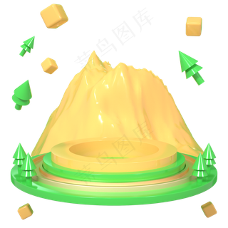 C4D立体圆盘立体端午节舞台山