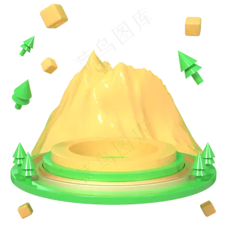 C4D立体圆盘立体端午节舞台山