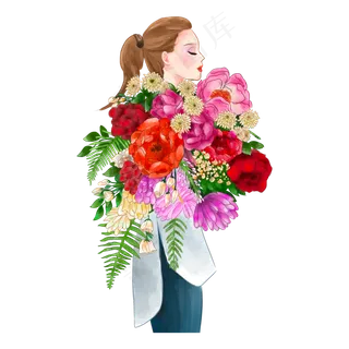 女子与鲜花文艺图像 女子与鲜花文艺图像