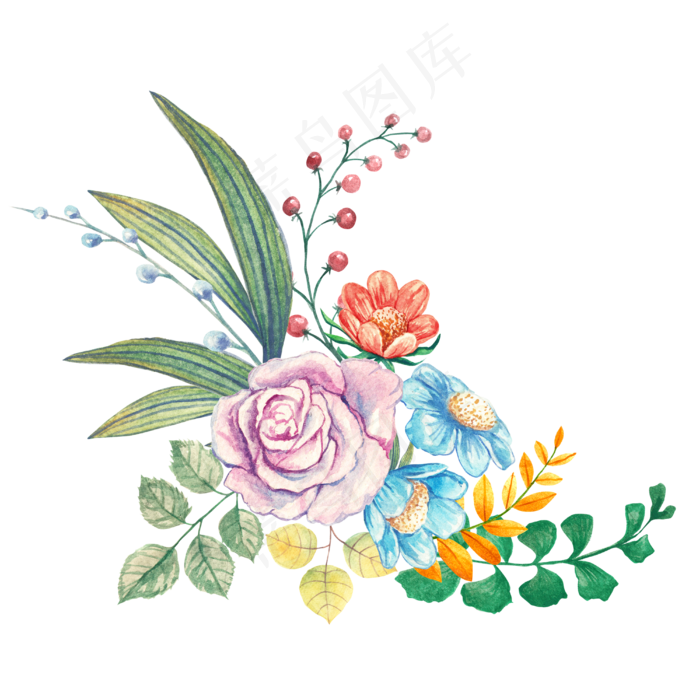 手绘水彩鲜花花卉(2000X2000(DPI:300))
