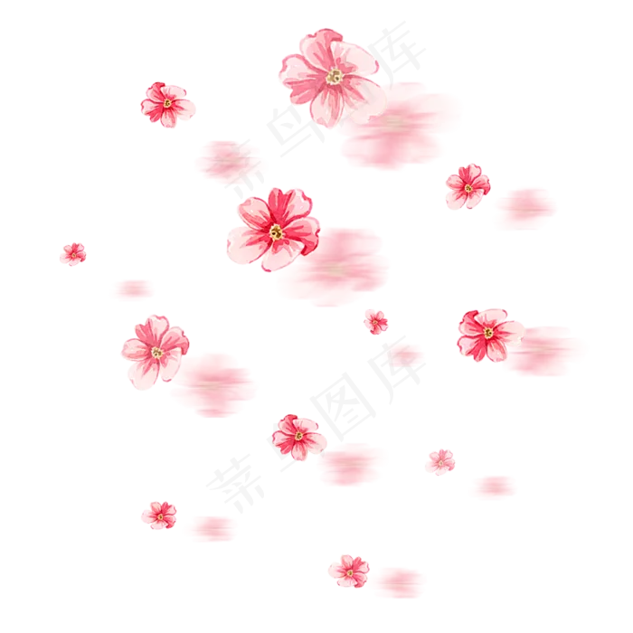 小清新手绘花水彩漂浮花瓣可商用,免抠元素