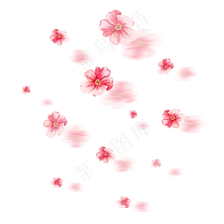小清新手绘花水彩漂浮花瓣可商用,免抠元素