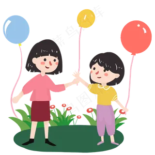 儿童节小朋友和气球素材