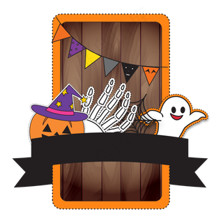 卡通万圣节指示牌边框装饰,免抠元素