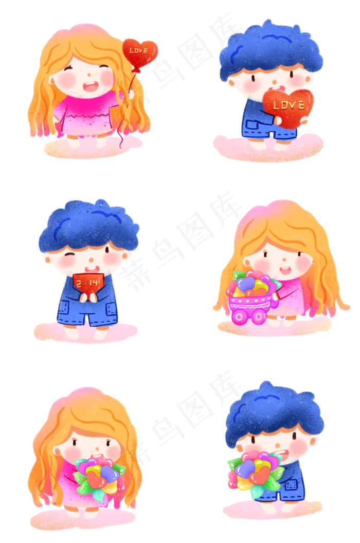 小清新爱情丘比特，拿着爱心气球