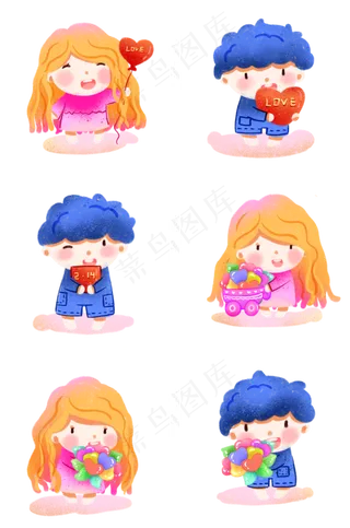 小清新爱情丘比特，拿着爱心气球