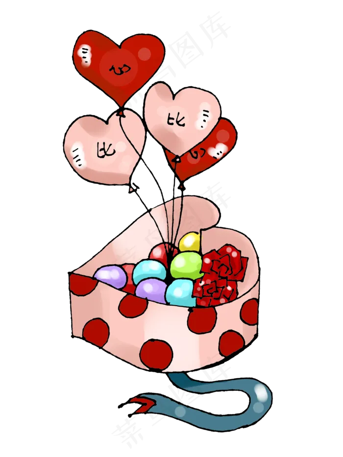卡通手绘情人节浪漫礼物气球玫瑰(3120X4160(DPI:72))psd模版下载