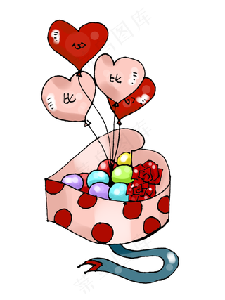 卡通手绘情人节浪漫礼物气球玫瑰