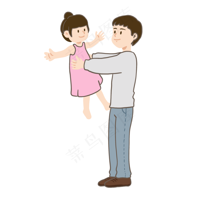父亲节父亲举起女儿插画免抠元素
