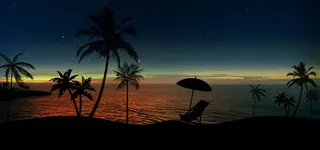 夏日夕阳海边场景