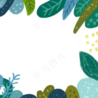 卡通不同颜色的春天的树叶