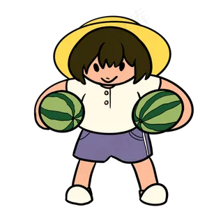 抱着西瓜男孩
