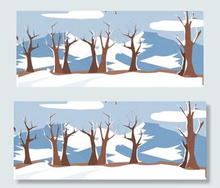 立冬雪景下雪白色 简约清新手绘