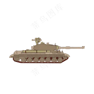简约扁平卡通建军节陆军战争战车