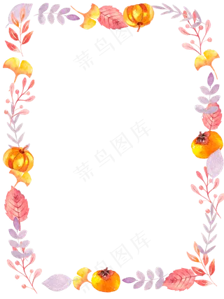 秋天梦幻装饰边框落叶植物,免抠元素