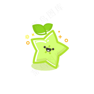 开心杨桃表情五角星水果黄色手绘