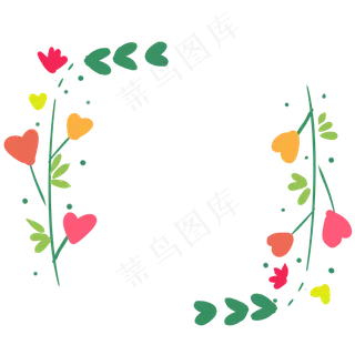 母亲节红色爱心鲜花藤蔓边框装饰