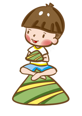 端午节可爱男孩吃粽子