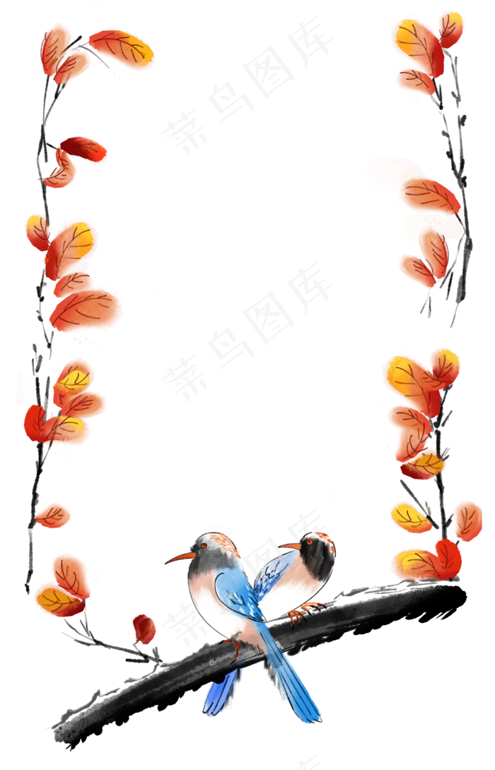 红色叶子边框(2202X3427)