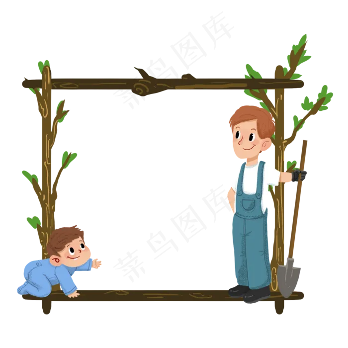 年轻父亲和孩子植树(2000X2000(DPI:300))psd模版下载