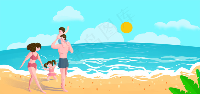 春天踏青亲子游卡通文艺蓝banner