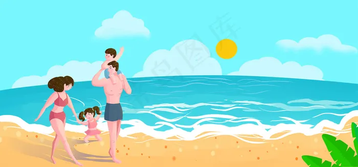 春天踏青亲子游卡通文艺蓝banner