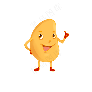 芒果拟人水果手绘卡通点赞黄色竖