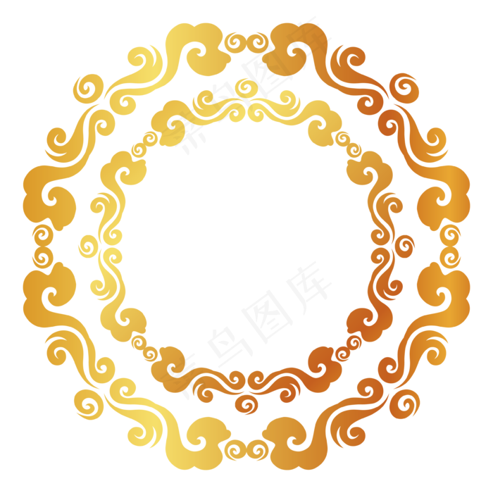 中式烫金祥云团纹,免抠元素